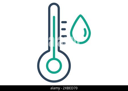Hot water icon. temperature with water drop. icon related to Heating. line icon style. water elements vector illustration Stock Vector