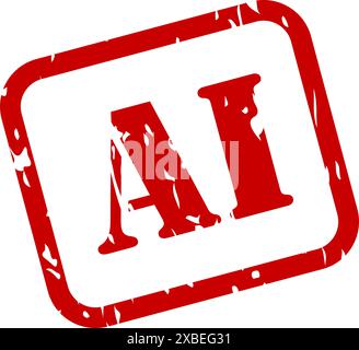 AI or Artifical Intelligence label as a textured red stamp in vector Stock Vector