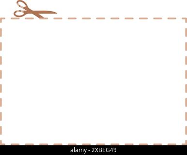 Coupon or voucher with scissors and dotted border line for cutting in color vector Stock Vector