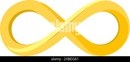 Infinity symbol or eternity loop in 3D gold vector Stock Vector