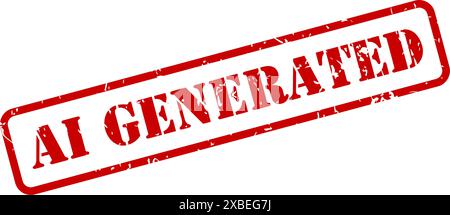 AI Generated label as a textured red rubber stamp in vector Stock Vector