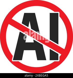 No AI symbol or no artificial intelligence sign in vector Stock Vector