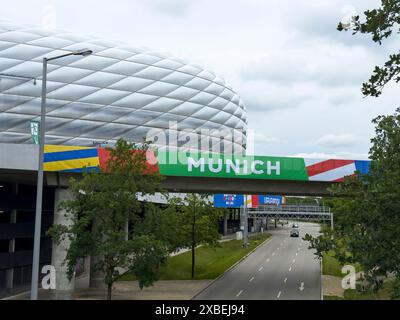 Munich, Germany. 11th June, 2024. Allianz Arena before the start of the Football UEFA European Championships 2024 in Germany, Season 2023/2024, on June 12, 2024 in Munich, Germany. Photographer: ddp images/star-images Credit: ddp media GmbH/Alamy Live News Stock Photo