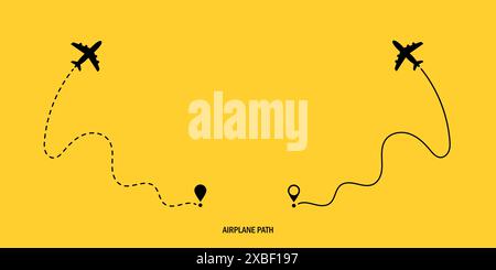Travel concept. Dotted path airplane. Aircraft tracking. Airplane route plane path. Vector illustration on a isolated white background. Stock Vector