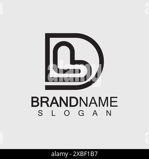 Abstract letter BD or DB logo design template - vector. Stock Vector