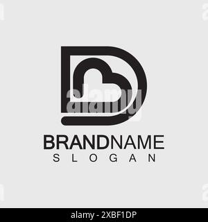 Abstract letter BD or DB logo design template - vector. Stock Vector