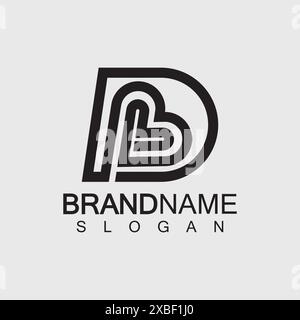 Abstract letter BD or DB logo design template - vector. Stock Vector