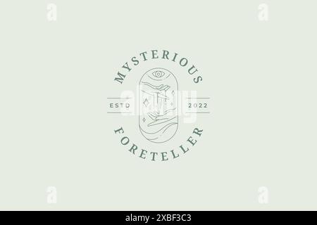 Minimalist human hands pouring abstract esoteric liquid water all seeing eye magic optical vision line logo vector illustration. Spiritual arms medita Stock Vector
