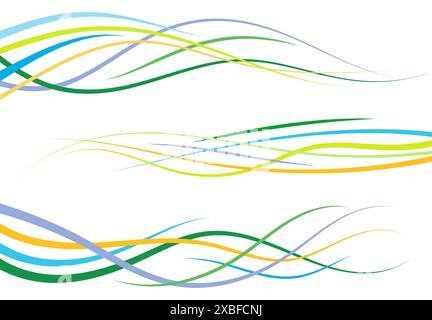 Set of abstract color  curved lines. Wave design element. Vector illustration. Stock Vector