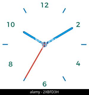Vector illustration of mechanical clock. Clock face on white background. Stock Vector
