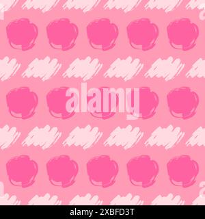 Seamless pattern with pink hand drawn scribble smear on pink background. Abstract grunge texture. Vector illustration Stock Vector