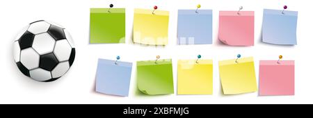 Colored Sticks With Pins Classic Football Infographic with classic football and colored sticks on the white background. Stock Photo