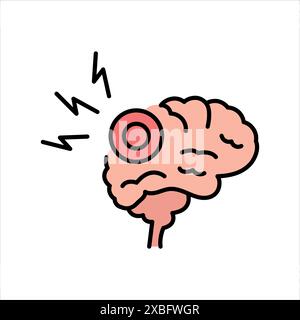 Concussions line color icon. Household injuries sign for web page, mobile app, button, logo. Vector isolated button. Editable stroke. Stock Vector