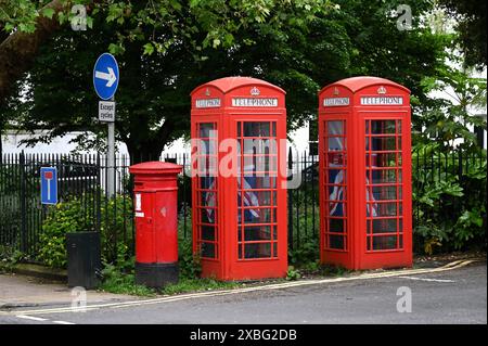 Red telephone boxes, Brighton, England Stock Photo