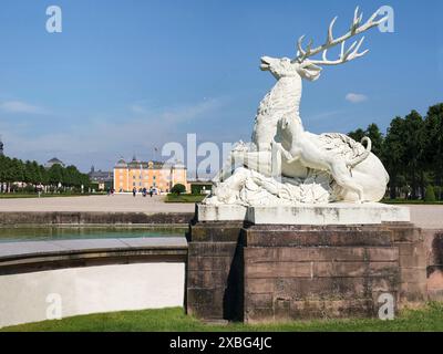 geography / travel, Germany, Baden-Wuerttemberg, castle garden, castle park, fountain, castle, ADDITIONAL-RIGHTS-CLEARANCE-INFO-NOT-AVAILABLE Stock Photo