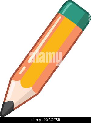 Cute pencil icon in a cartoon style Stock Vector