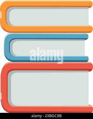 Icon of a pile of three books in different colors Stock Vector