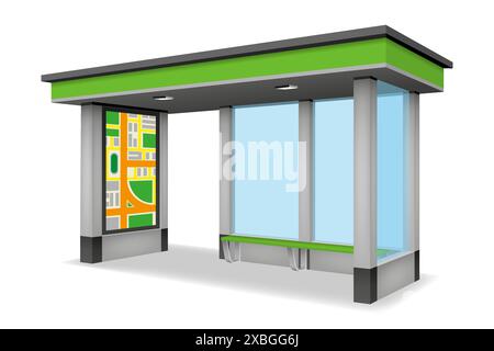 modern city bus stop vector illustration isolated on white background Stock Vector
