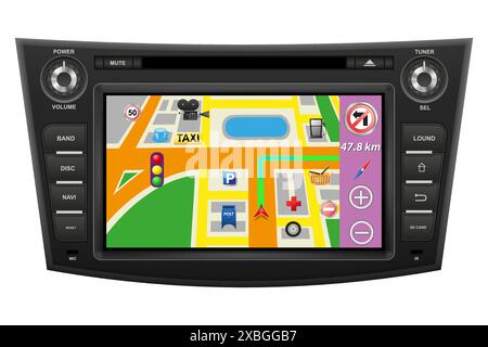car multimedia with touchscreen vector illustration isolated on white ...