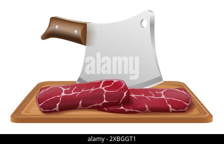 butcher chef knife for cutting meat vector illustration isolated on white background Stock Vector