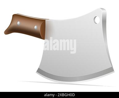 butcher chef knife for cutting meat vector illustration isolated on white background Stock Vector