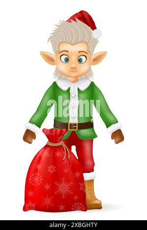 christmas elf santa claus helper vector illustration isolated on white background Stock Vector