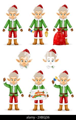 christmas elf santa claus helper vector illustration isolated on white background Stock Vector