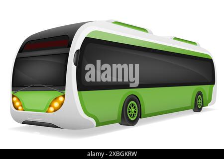 ecological city bus powered by electric energy vector illustration isolated on white background Stock Vector