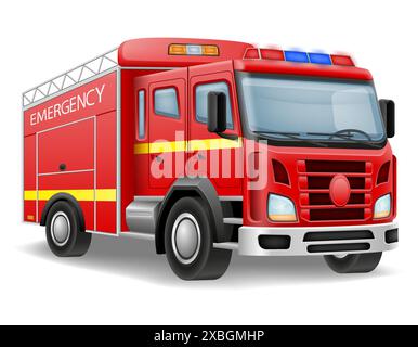 fire engine automobile car vehicle vector illustration isolated on white background Stock Vector