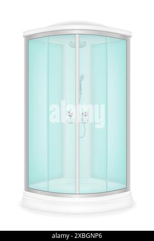 shower cabin with glass doors vector illustration isolated on white background Stock Vector
