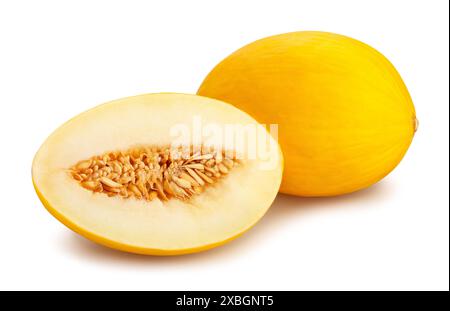 sliced melon path isolated on white Stock Photo