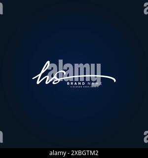 HS Initial Logo in Signature Style for Photography and Fashion Business - Hand Drawn Signature Logo Vector Stock Vector
