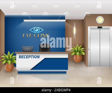 reception desk in the office workplace of a manager or administrator stock vector illustration Stock Vector