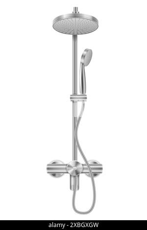 metal chrome shower head for bathroom vector illustration isolated on white background Stock Vector