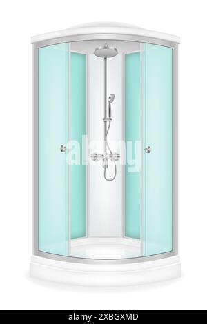 shower cabin with glass doors vector illustration isolated on white background Stock Vector