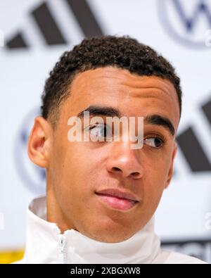 Jamal Musiala (Deutschland , #10),  GER, DFB, Pressekonferenz, Fussball Herren Nationalmannschaft Deutschland, UEFA Fussball Europameisterschaft 2024,Herzogenaurach 12.06.2024.  Foto: Eibner-Pressefoto/Florian Wiegand Stock Photo