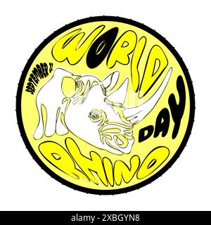 World Rhino Day. Vector illustration for world rhino day. Poster, banner, logo, print for lovers and defenders of rhinos. Animal protection. 22 Septem Stock Vector