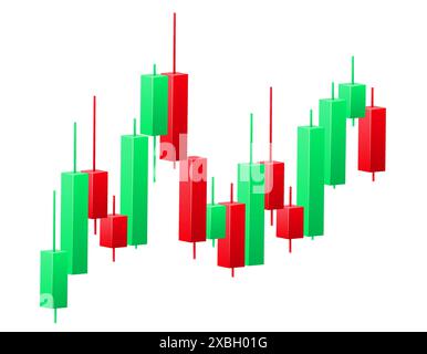 stock trading japanese candlesticks trading chart vector illustration isolated on white background Stock Vector