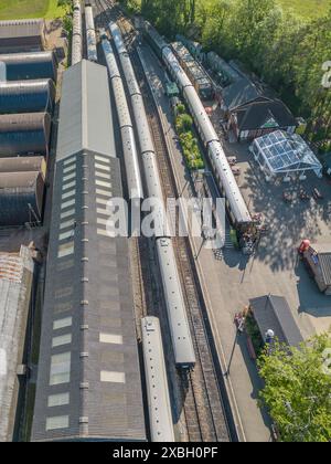 aerial view of tenterden town railway station on the kent and east sussex railway line kent Stock Photo