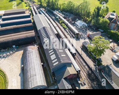 aerial view of tenterden town railway station on the kent and east sussex railway line kent Stock Photo