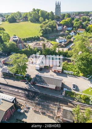 aerial view of tenterden town railway station on the kent and east sussex railway line kent Stock Photo