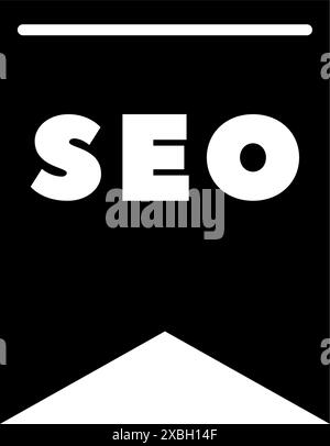 Modern black and white SEO flag icon for web optimization. Stock Vector