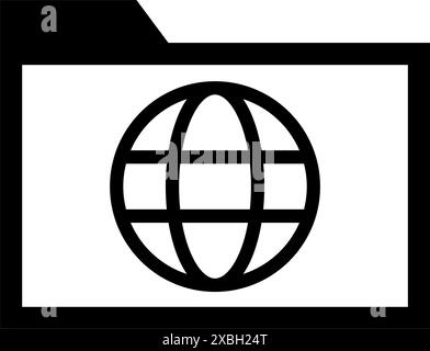Minimalist folder icon with a globe, symbolizing global access or international files. Stock Vector