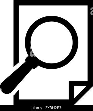 Sleek magnifying glass over document icon, perfect for search and investigation related themes. Stock Vector