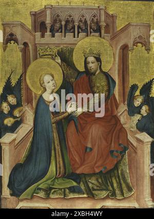 vintage artwork Coronation of the Virgin, c. 1410. Master of the Frndenberg Altarpiece (German) Stock Photo