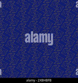 Marine life fish animal blue seamless pattern. Chinese koi fish underwater tropical fish. Cute cartoon fishes 2d illustration. Vector endless texture Stock Vector