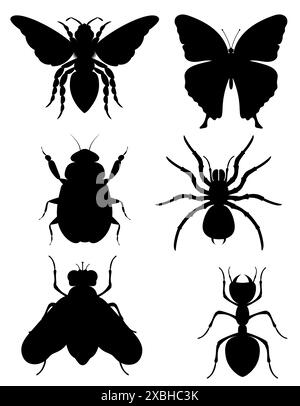 set insects wildlife animals vector illustration isolated on white ...