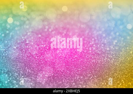 Bright colorful sparkling glitter with bokeh effect, closeup. Background for party invitations or holiday cards Stock Photo