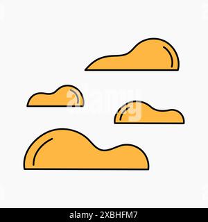 Set of clouds in flat style. Cloud icon. Outline balloon. Vector cartoon clipart. Stock Vector