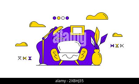 Home workplace. House sofa. Freelancer organization concept. Home workflow improvement. Abstract vector business concept. Benefits of remote work, lim Stock Vector